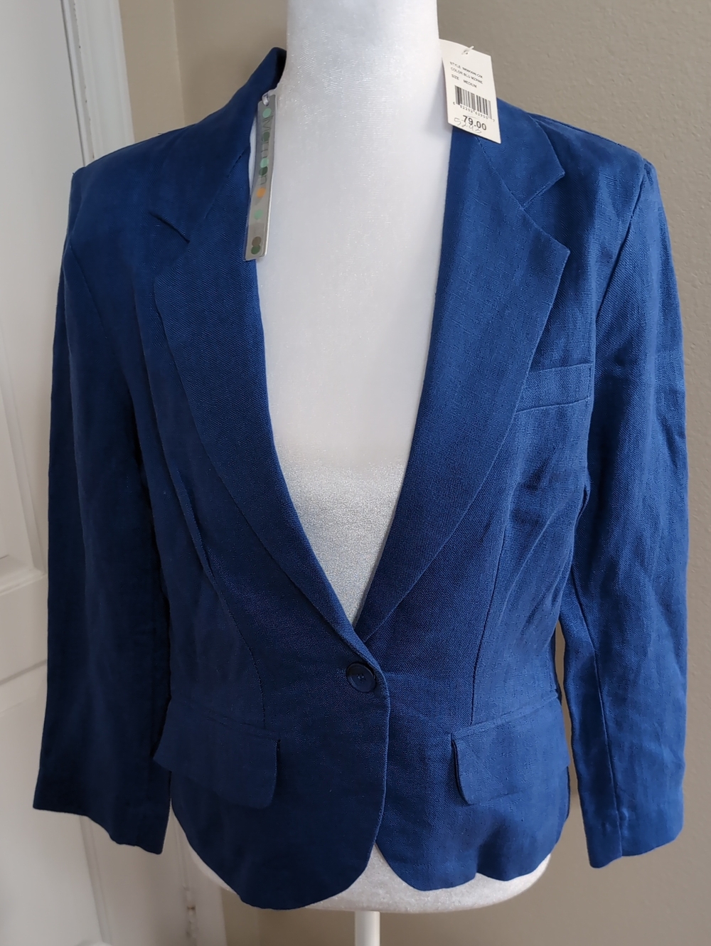 Olivia Moon Royal Blue Single-Button Blazer Medium M NWT